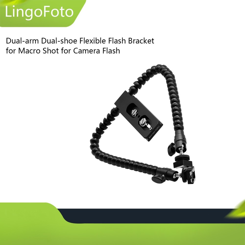 Dual-arm Dual-shoe Flexible Flash Bracket for Macro Shot for Camera Flash