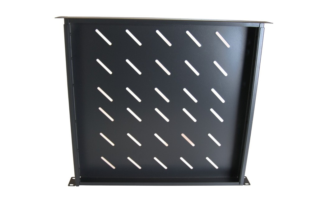 1U 19" 4-Post Fixed Vented Server Shelf Rack Mount, Adjustable 17-33in, Black