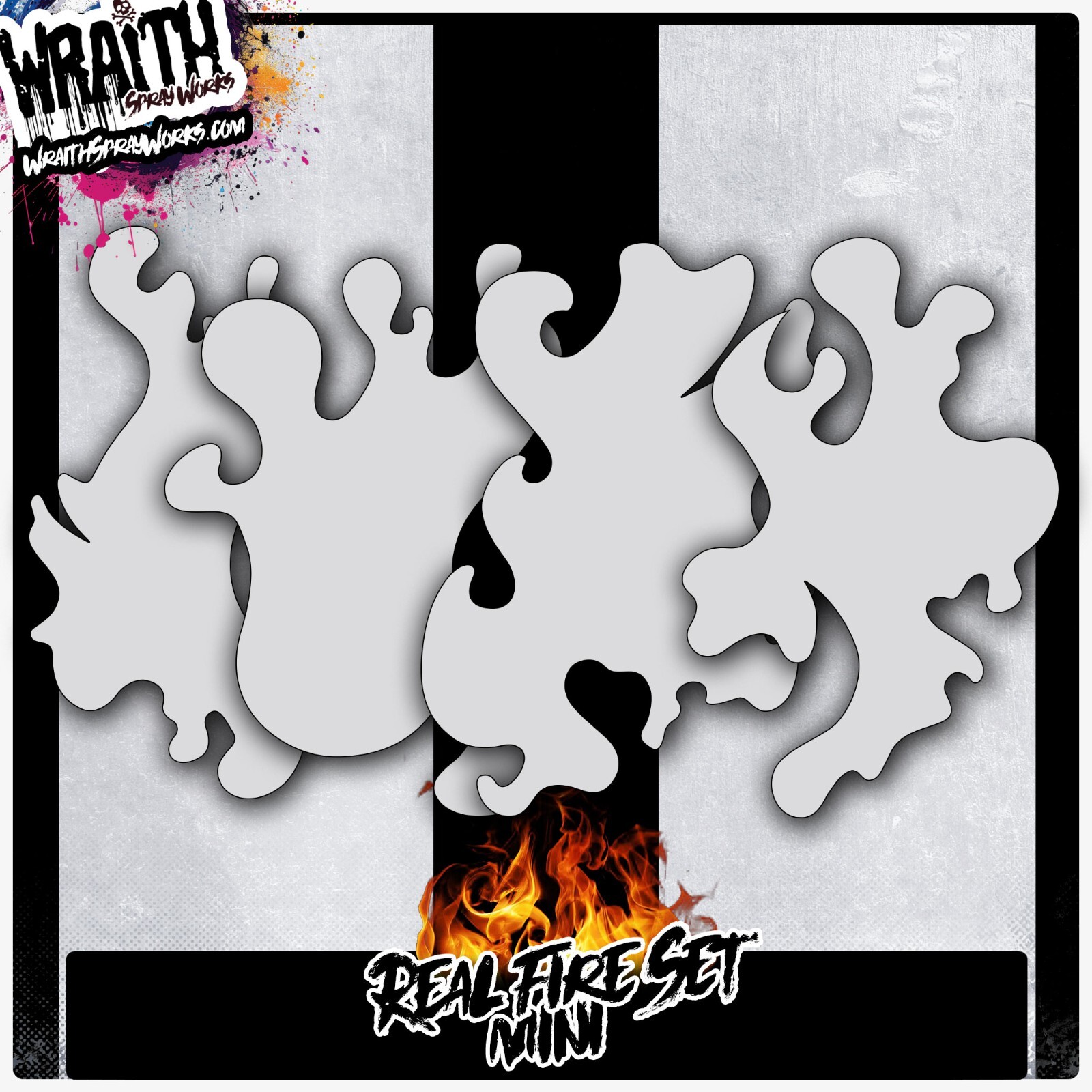 Real Fire Stencil Set (MINI) - Reusable Airbrush Stencil Template