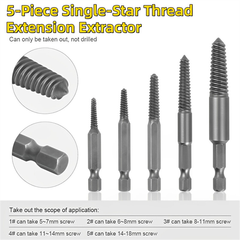 6pcs Fast Damaged Broken Bolt Remover Screw Extractor Speed Out Drill Bits Tool