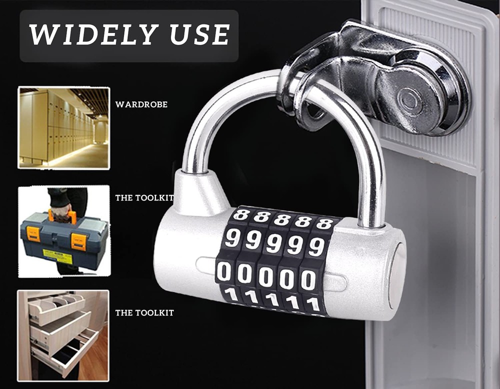 5 Digit Combination Lock,Gym Padlock,Replaceable Combination Lock,Suitable fo...