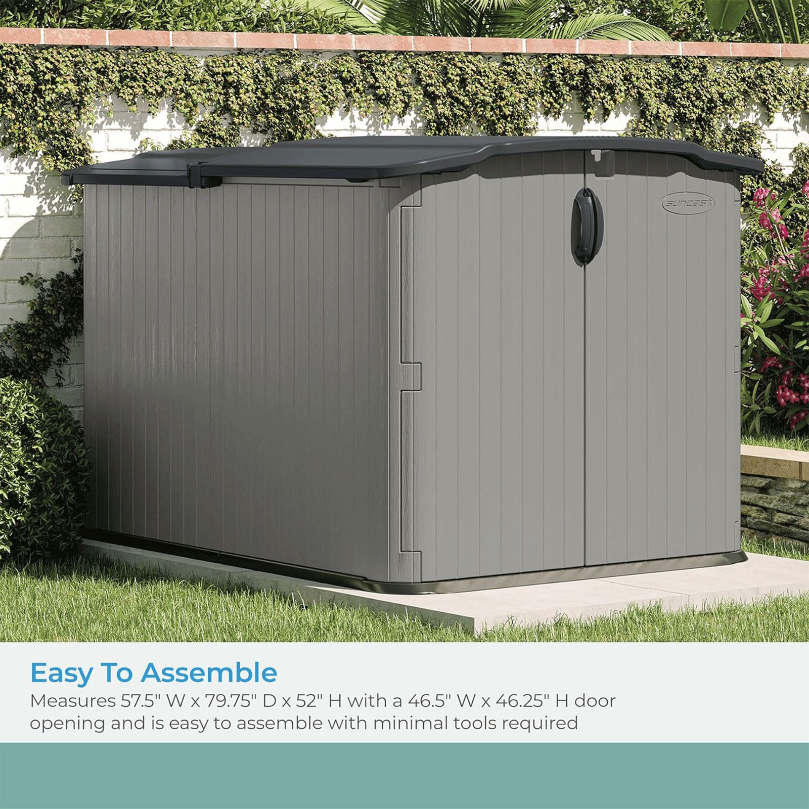 Suncast Glidetop 98 Cu Ft Outdoor Horizontal Shed Gray Storage