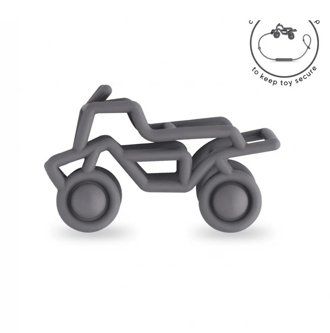 Infant Teether Chew Toy Motorcycle With Silicone Leash Soft Pliable Easy Grab