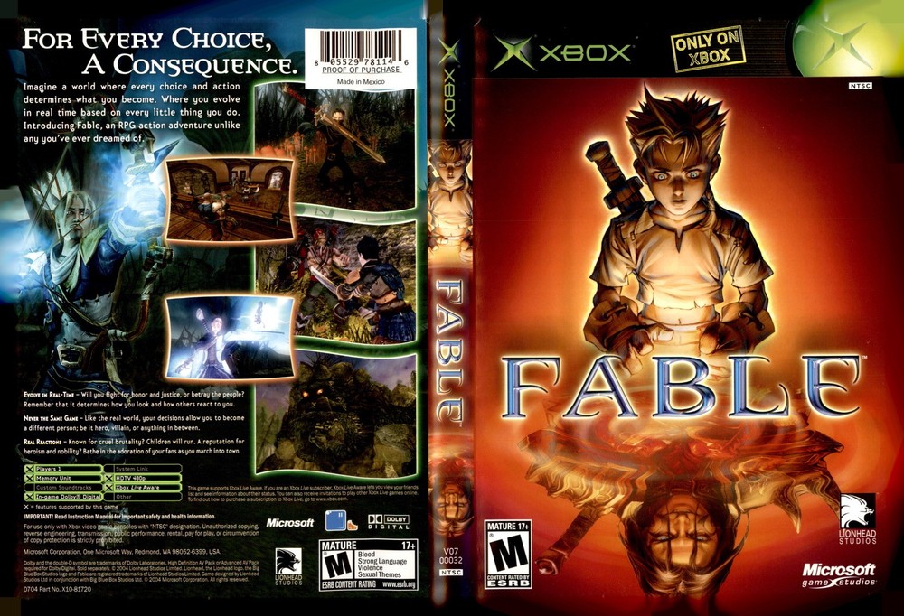 Fable Microsoft Xbox Art Insert Only Used Condition No Game