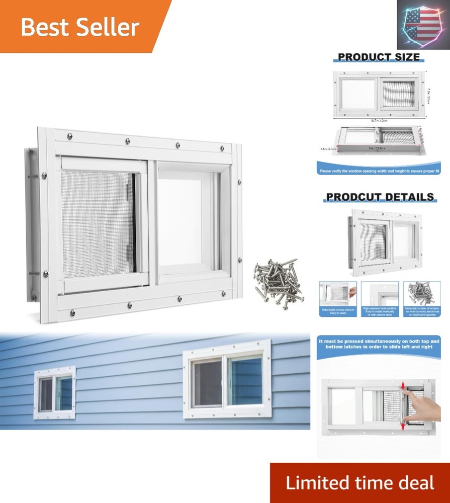 1 Pack Basement Home Window 16'' x 8'' Mini Basement Windows Replacement with...
