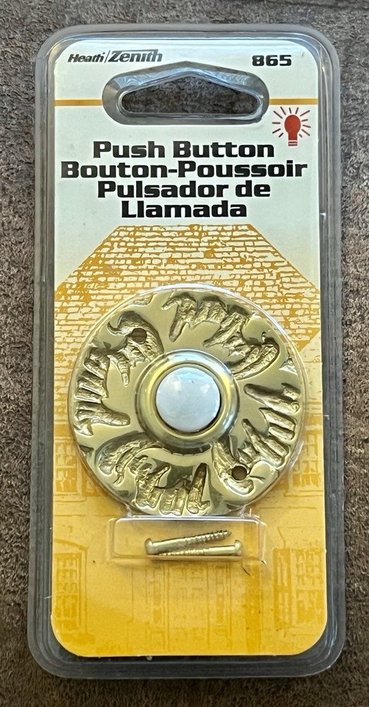 Heath / Zenith Lighted Wired Push Button Solid Brass Doorbell 865 l👀k