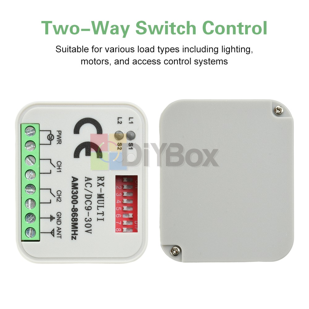 Universal 300-868MHz Multi-Frequency Receiver Switch Controller AC/DC On/Off