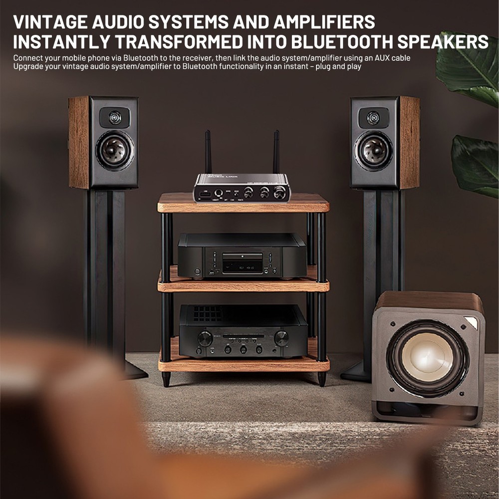 Bluetooth V5.4 Audio Receiver for Home Stereo, Wireless Adapter with Optical/USB