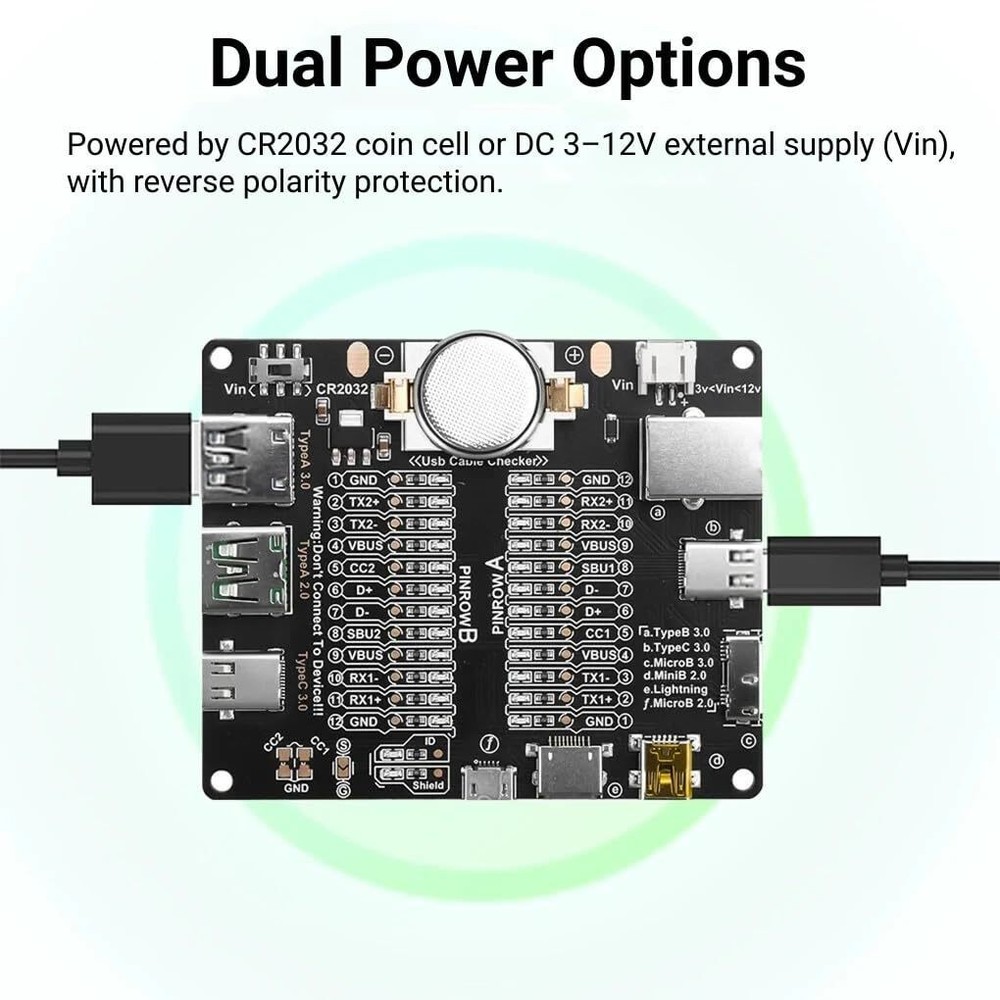 6 in 1 USB Cable Tester Board Charging & Data Cable OTG Checker for Type C Micro