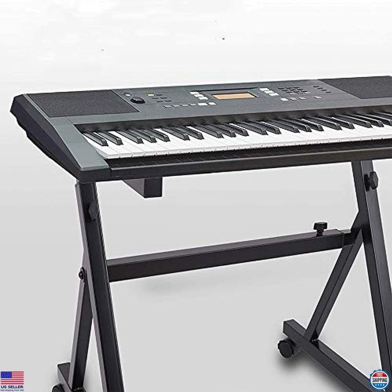 Heavy-Duty Z Style Keyboard Stand, Adjustable Height & Width, Locking Wheels