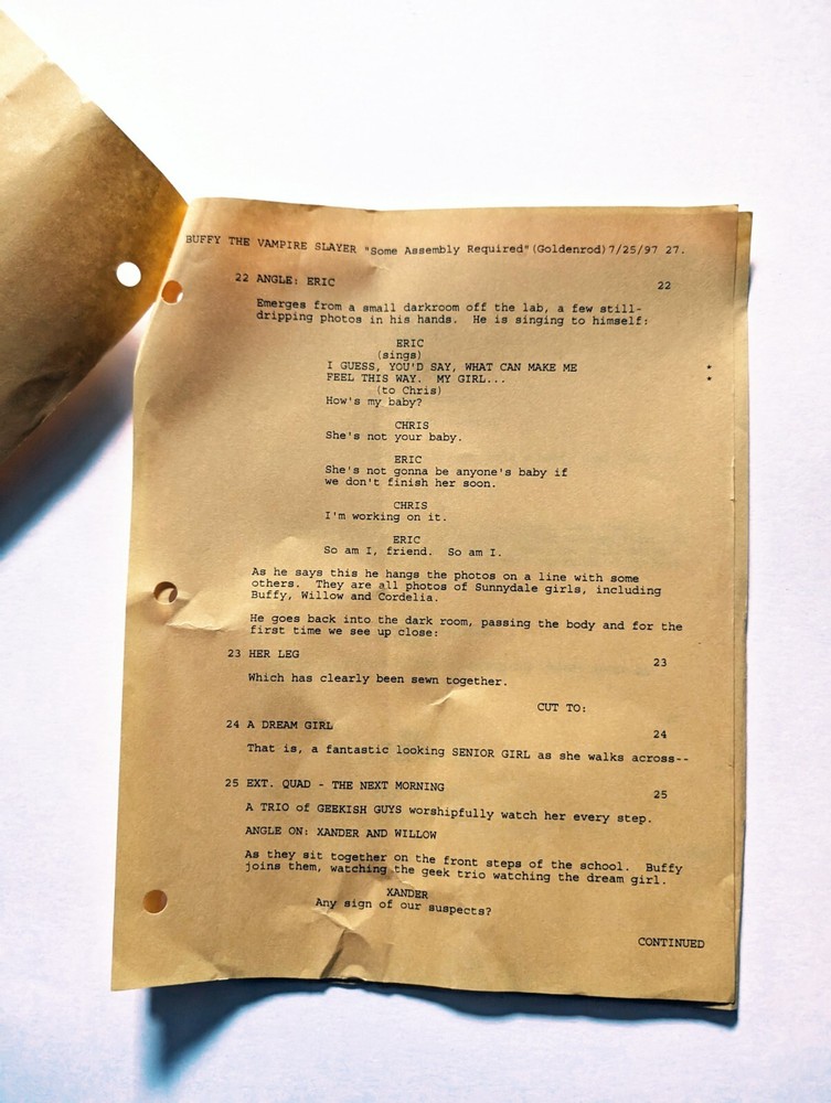 Buffy The Vampire Slayer Original Script - "Some Assembly Required" S02E02