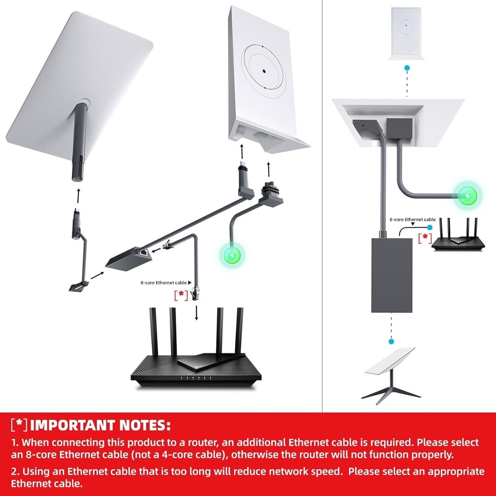 Starlink Ethernet Adapter for Rectangular Satellite Internet V2 Starlink Adapter