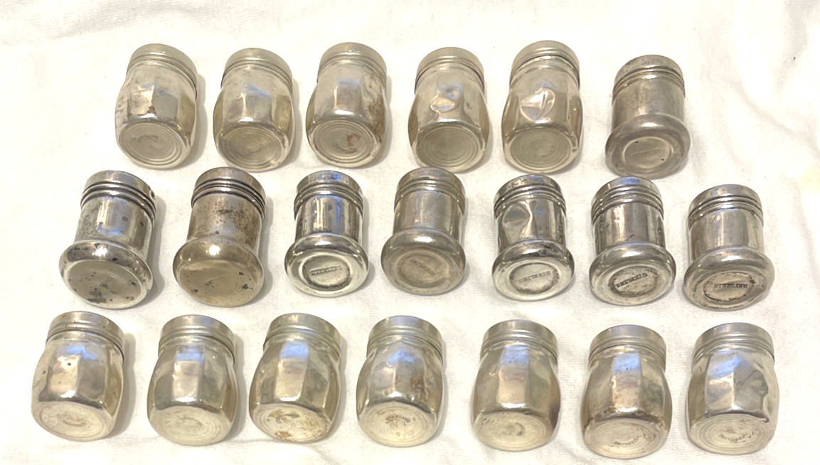 LOT of 20 Sterling Silver Salt & Pepper Mini Shakers 80 Grams ☚☚☚☚👀