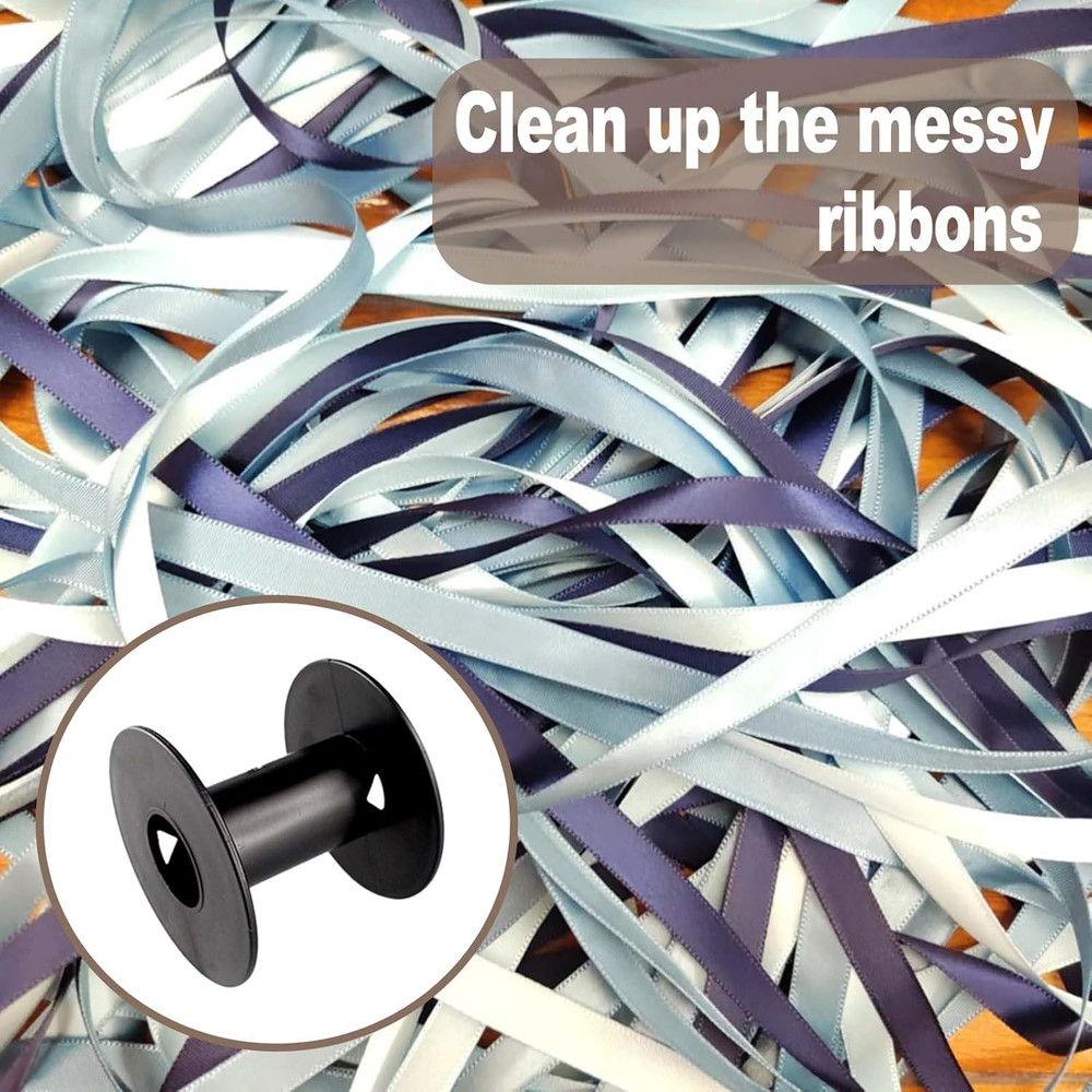 6 Pcs Plastic Spool 71Mm Black Bobbin round Ends Empty Thread Spools for Sewing