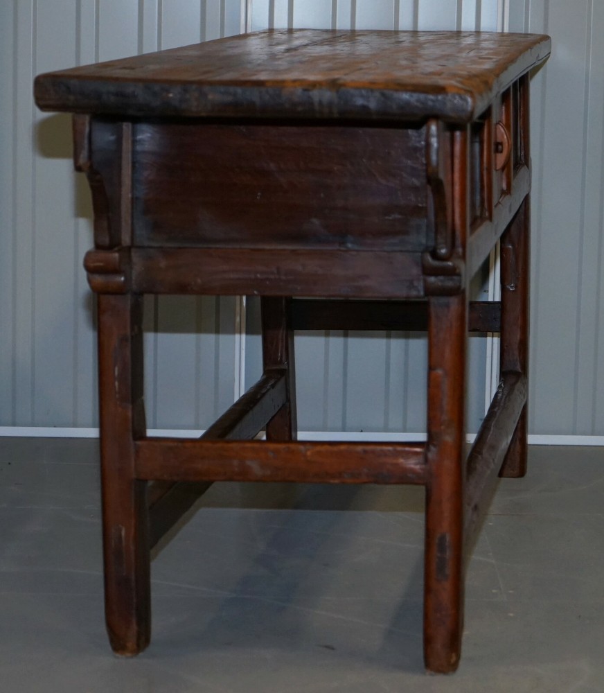 ANTIQUE CHINESE TEMPLE ALTER SIDEBOARD WITH CUPBOARDS IN SOLID TEAK REDDISH