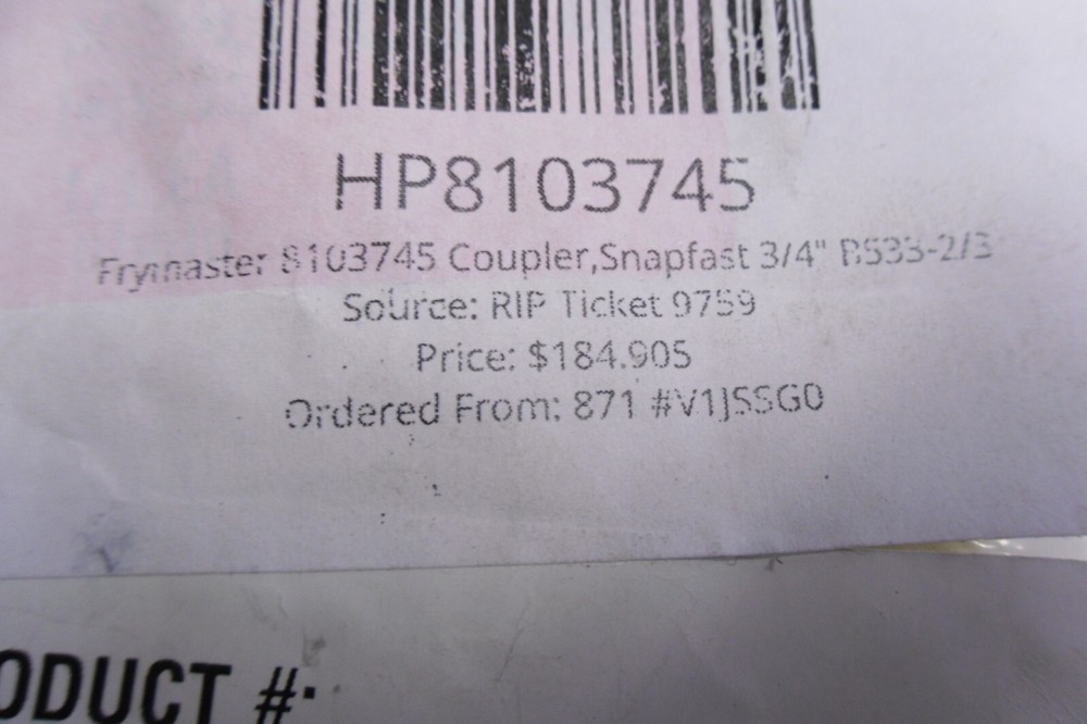 FRYMASTER COUPLER, SNAPFAST 3/4" B533-2/3 8103745