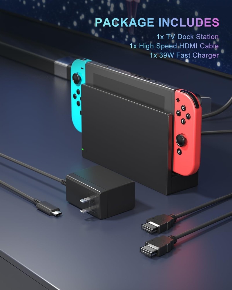 Dock Station for Switch/Switch OLED, Replacement 3-in-1 TV Dock Set with IC ...