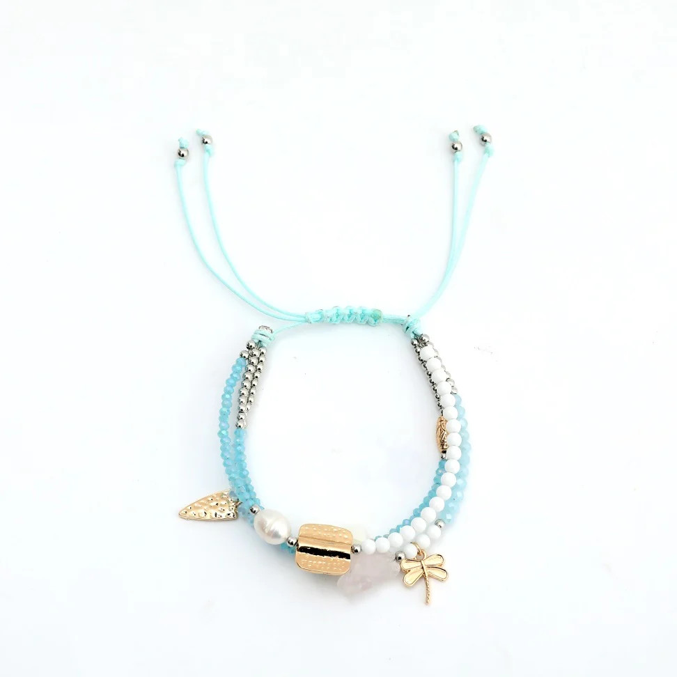 Set of 3 Beaded Boho Charm Pull Bracelet