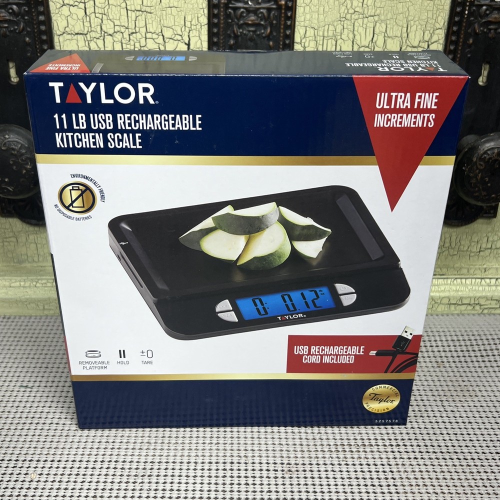 Taylor 11 LB USB Rechargeable Multi-Function Kitchen Scale Factory Sealed