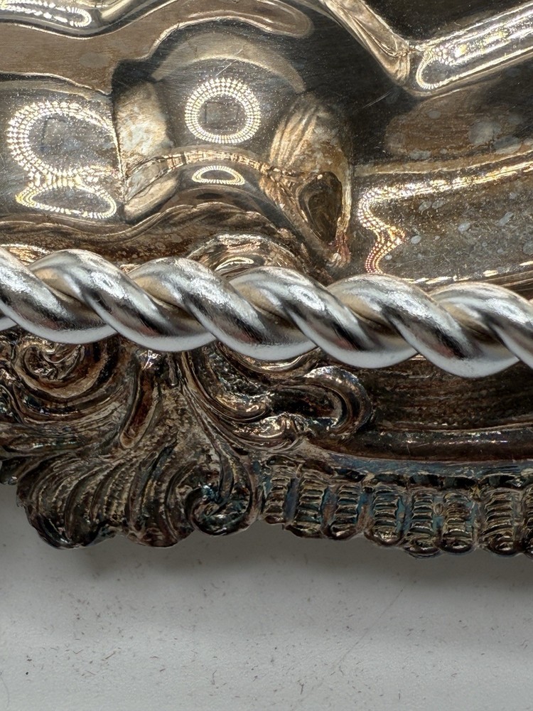 Barbour Silver Plate Co Footed Etched Tray 13” Silver On Copper #3804