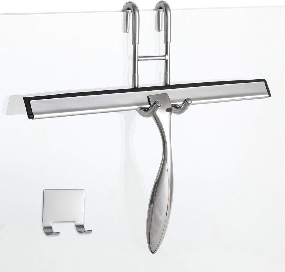 12-Inch Shower Squeee Set, Includes Shower Door Hook and