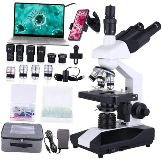 Compound Trinocular Microscope 40X-5000X Magnification, Research Grade