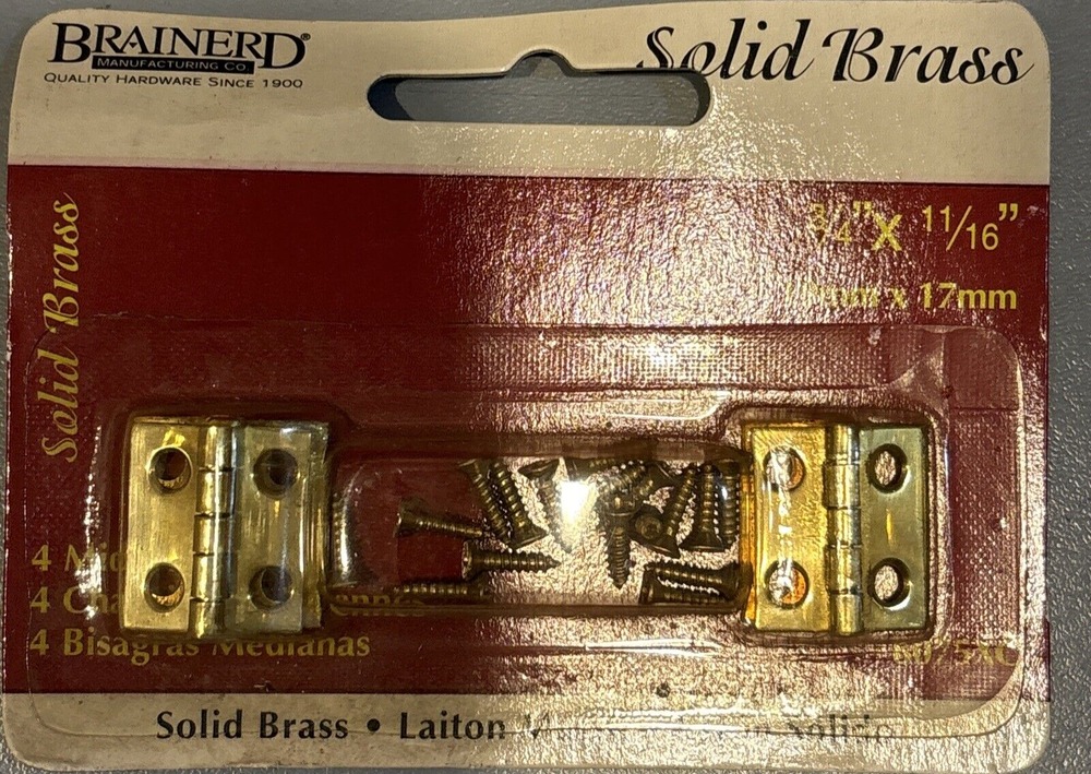 Brainerd Solid Brass 3/4"x 11/16" Pair Butt Hinge