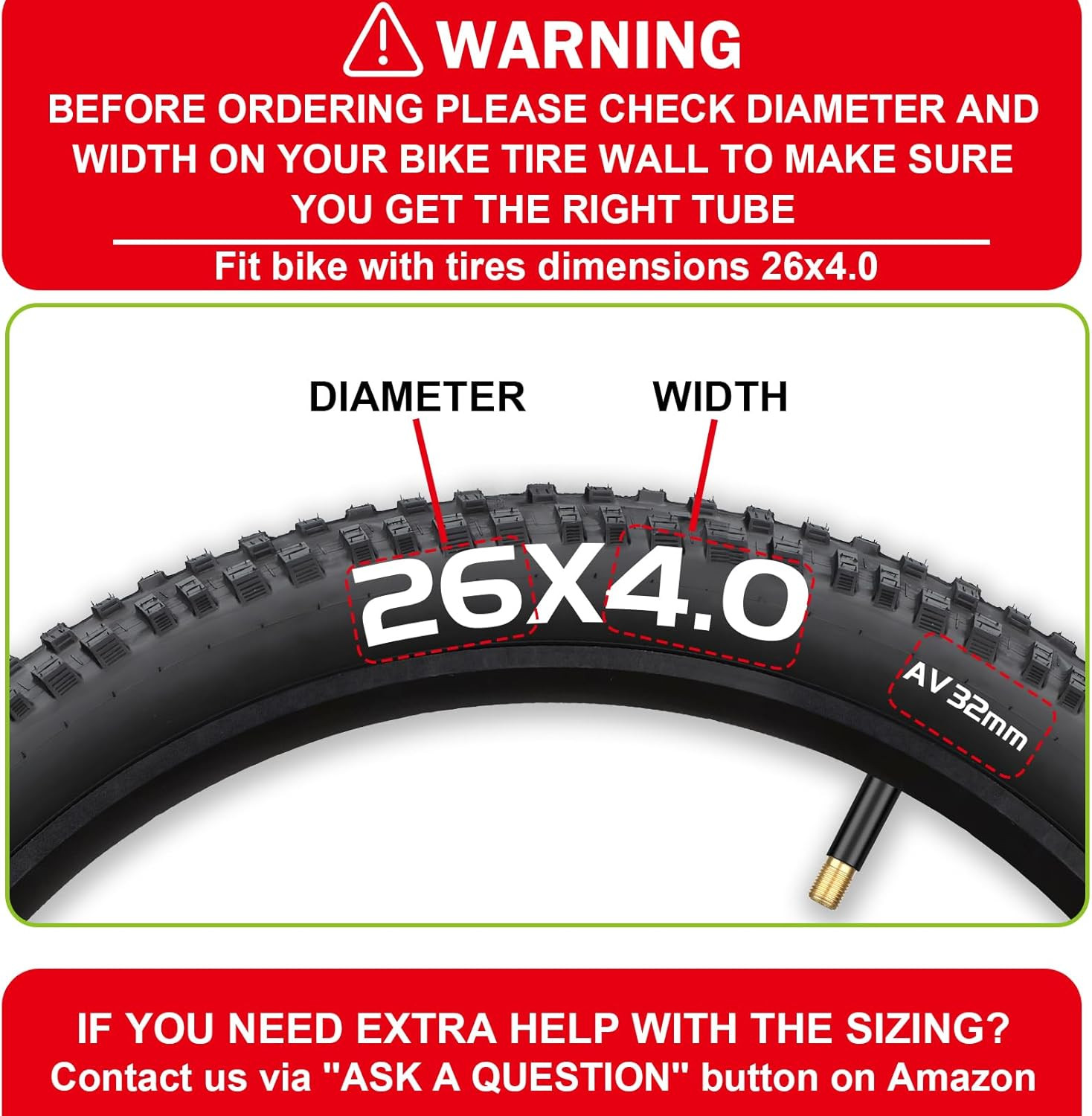 2 Pack 26X4.0 Fat Bike Tube, 26X3.5/4.0 E-Bike Fat Bicycle Inner Tube AV Schrad