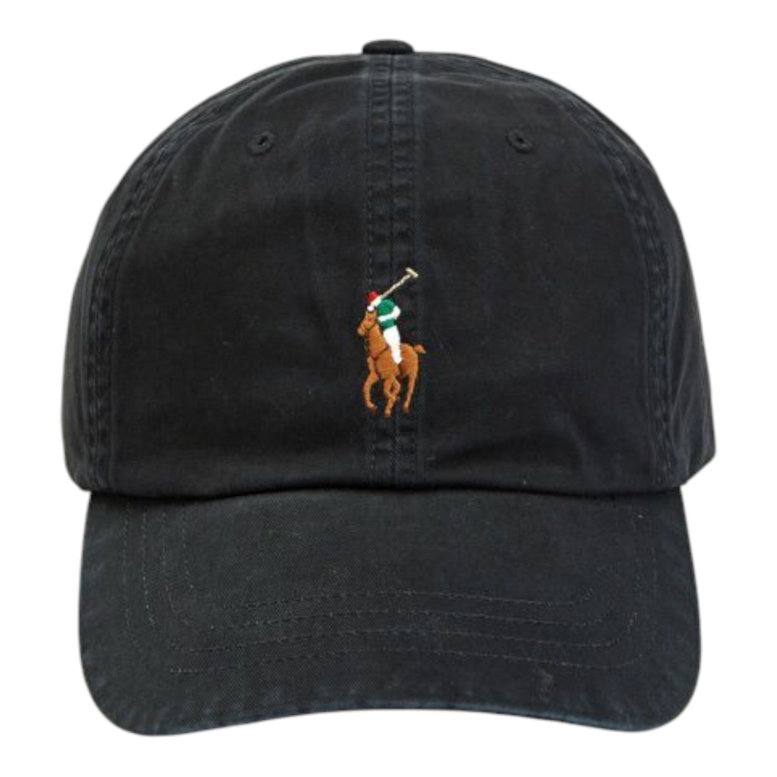 Polo Ralph Lauren Men's OS Cotton Chino Adjustable Baseball Cap Black Brown Pony