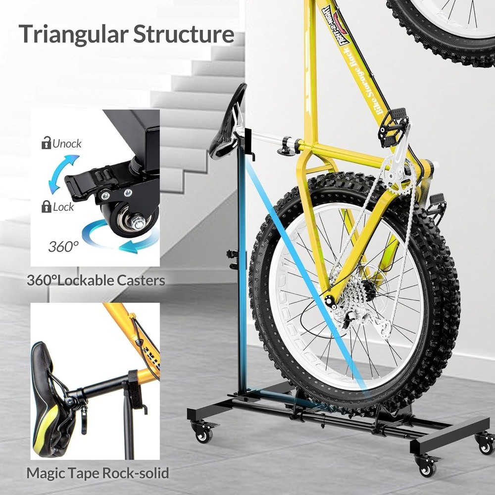 Compact Bike Storage Solution - Adjustable Height for Apartments and Garages