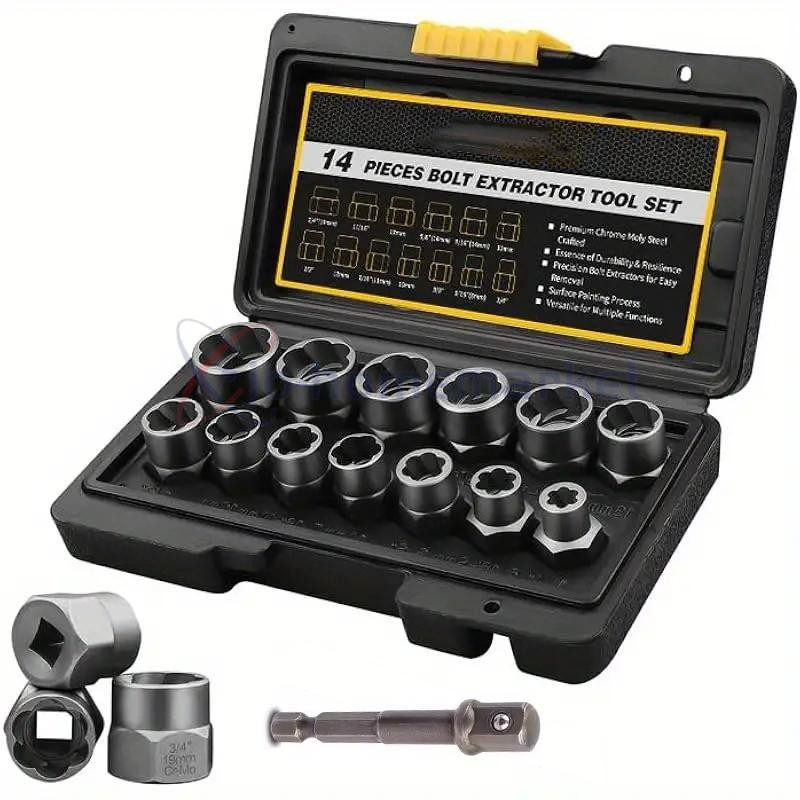 14 Pcs Nut & Bolt Extractor Kit, of Bolt Removal Tool Set, Extractor Socket Tool