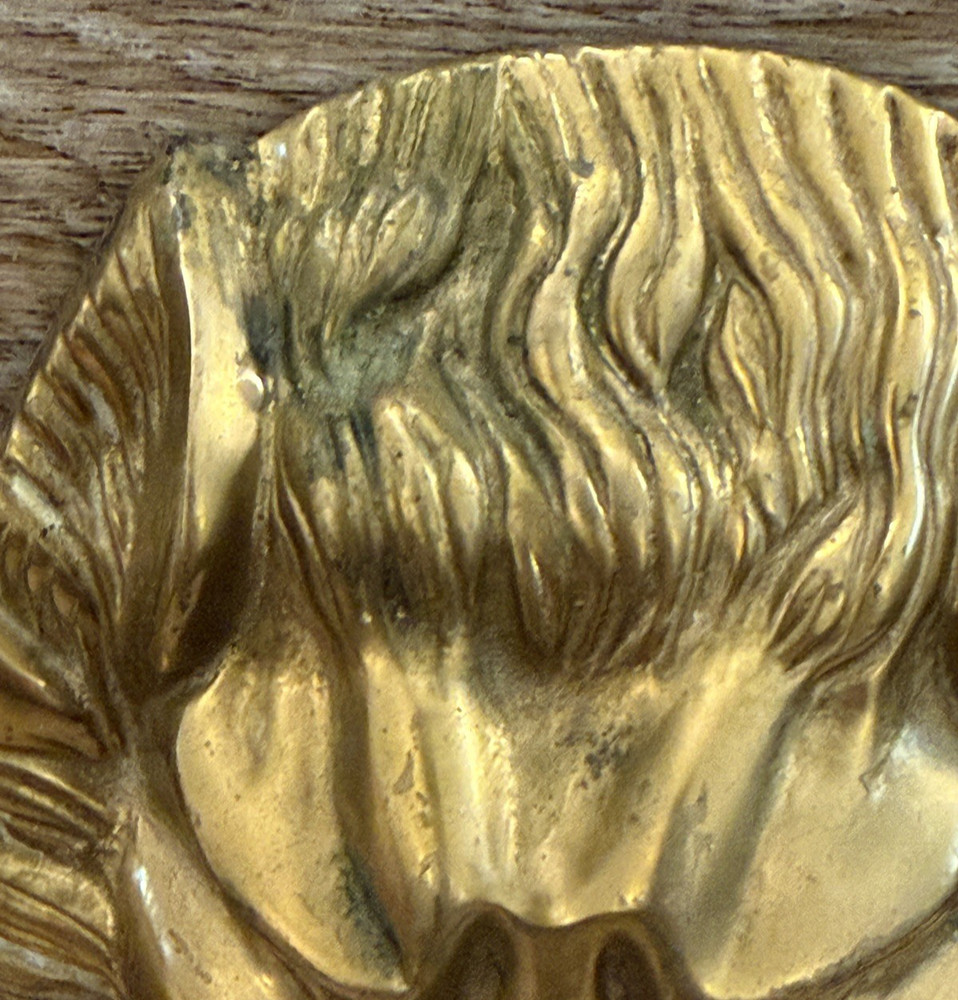 VINTAGE SOLID BRASS LIONS HEAD DOOR KNOCKER