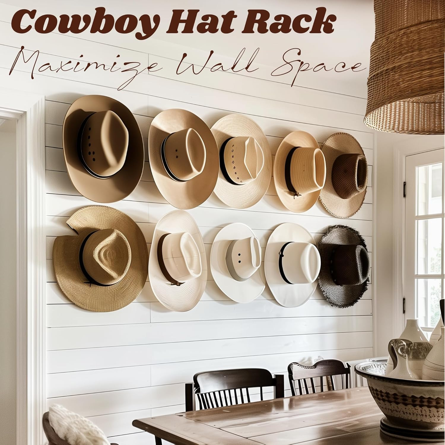 2.9Inch Hat Hooks for Wall - (8 Pack) Cowboy Hat Rack,Suitablesun Hats, Fedora,