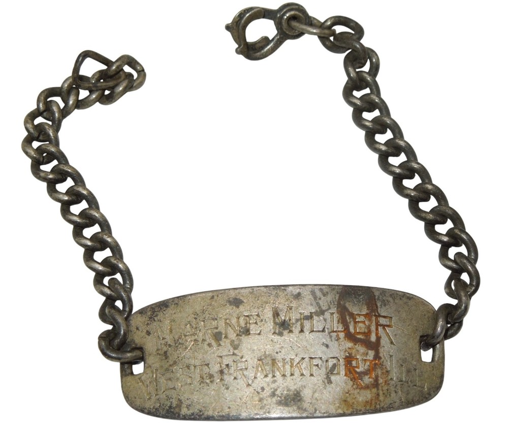 Original WWII US Military Woman's STERLING ID Bracelet, West Frankfort, IL CA5