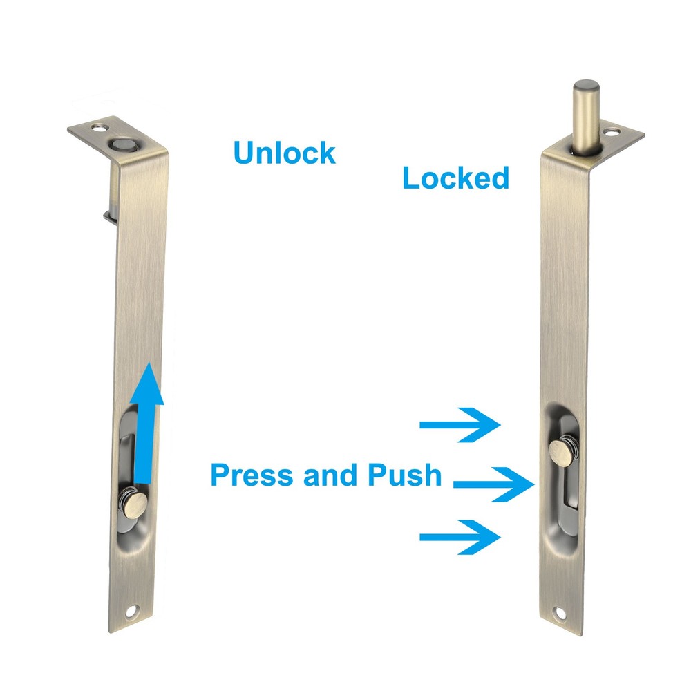 8"x0.87" Flush Bolt Door Concealed Slide Lock Latch Bronze