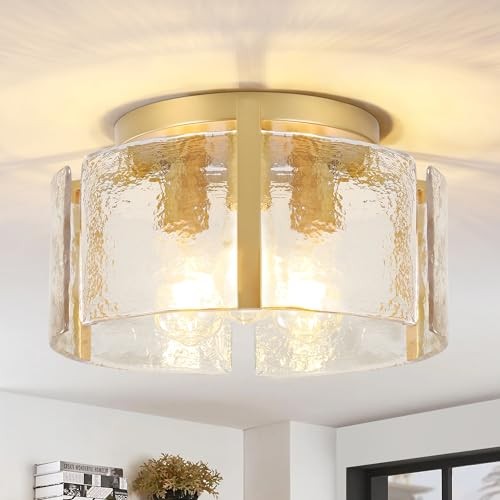 Semi Flush Mount Flush Mount Ceiling Light,15''Modern Hallway Light Gold