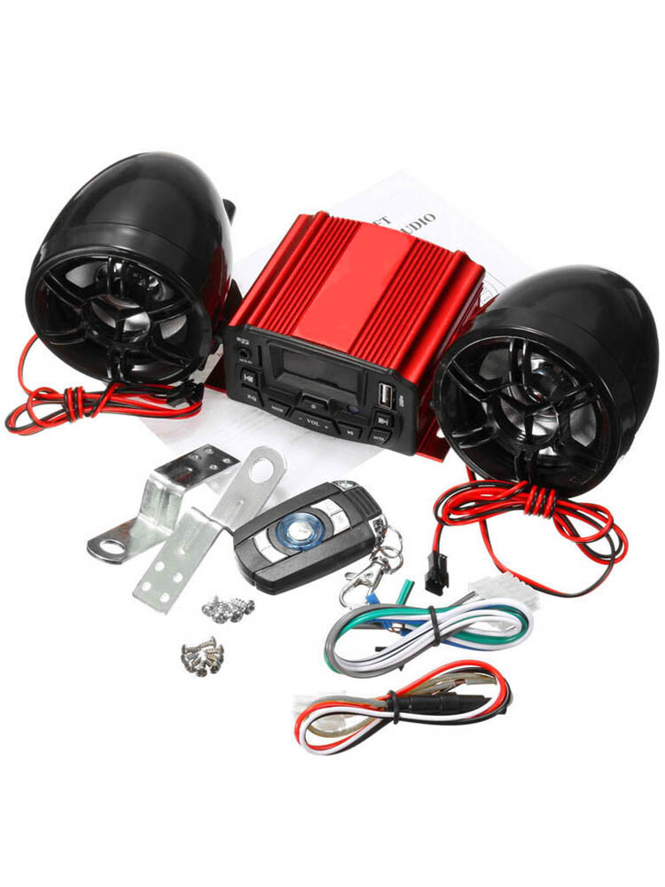 Motorcycle Audio Speaker Kits Bluetooth 4 Wheeler Stereo ATV AUX System FM Radio