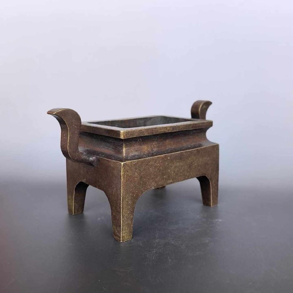 Pure Copper Imitation Purple Copper Rectangular Curved Ear Incense Burner