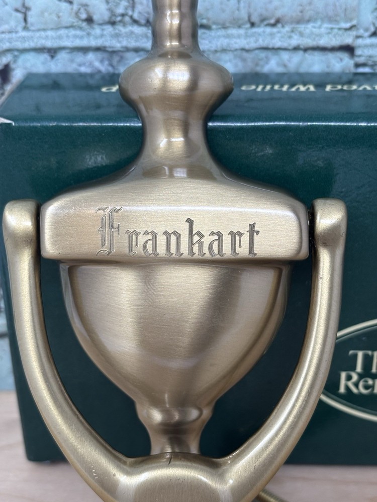Solid Brass Door Knocker Engraved “FRANKART” Things Remembered W/Hardware Vtg