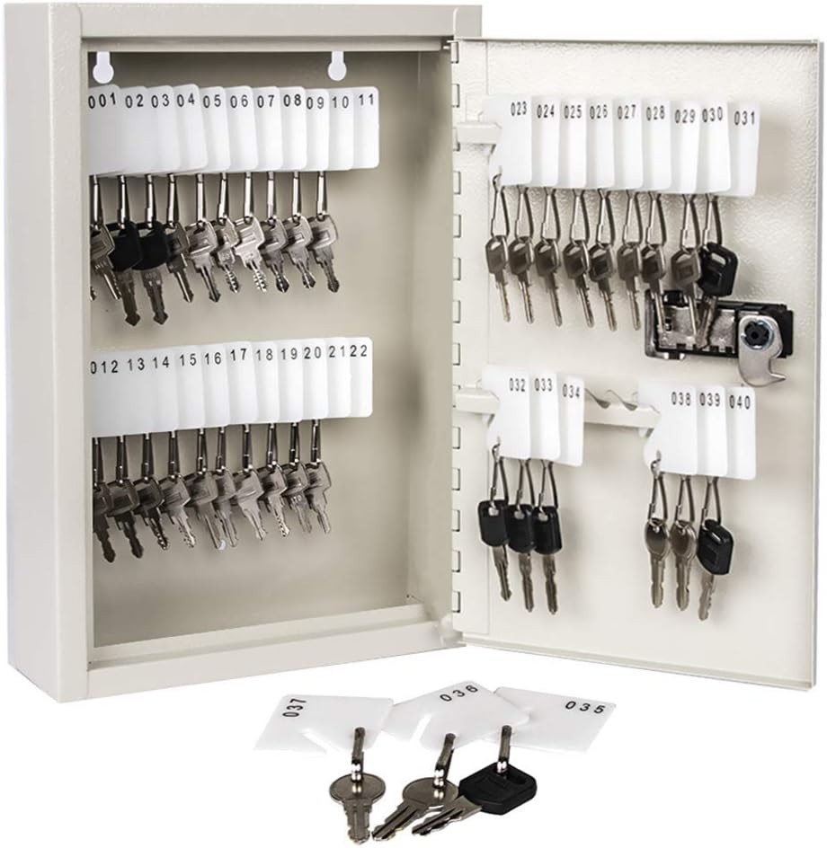 Key Storage Lock Box with Code, Locking Key Cabinet, 40 Key Holder Wall Mount...