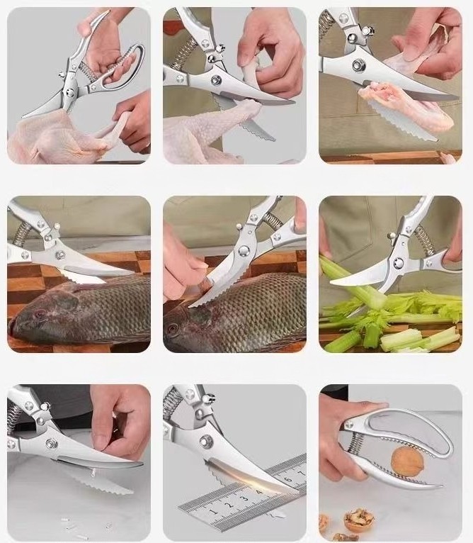 1PC black titanium stainless steel kitchen scissors strong multi for duck bones