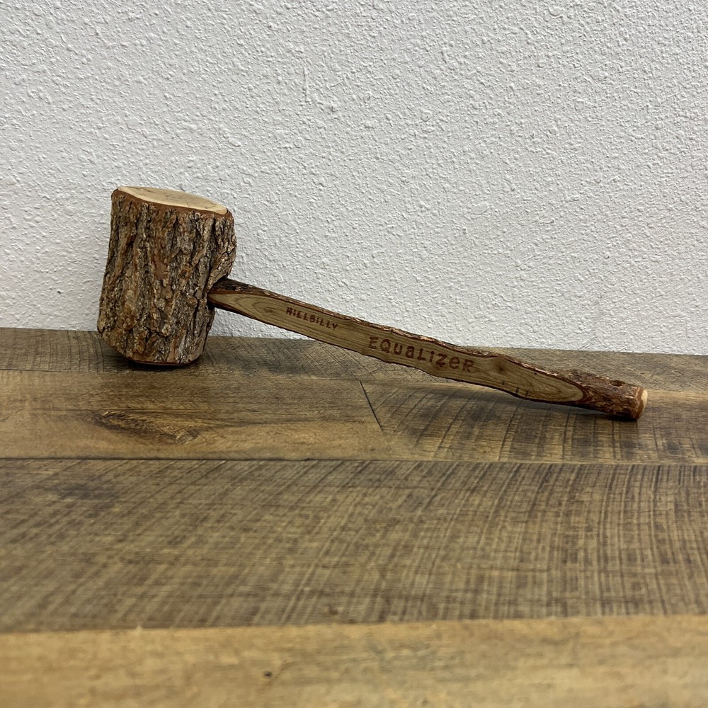 Funny Gift “Hillbilly Equalizer” Wooden Mallet Hammer Tool Home Decor