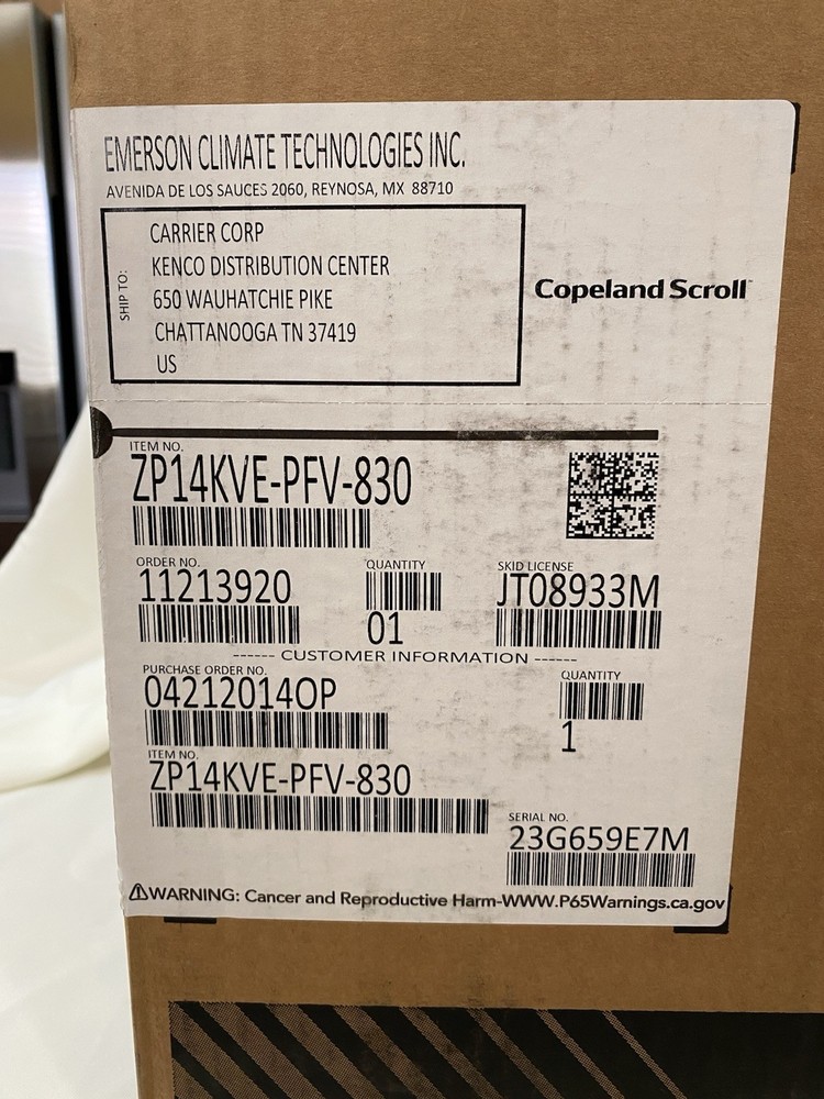 Copeland ZP14KVE-PFV-830 Scroll Compressor