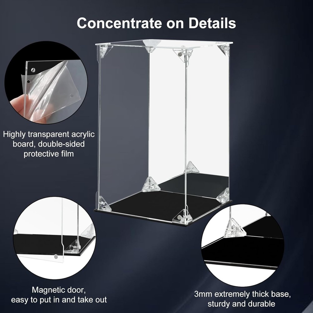 Acrylic Clear Action Figure with Mirrored Back, Dustproof Protection Display ...