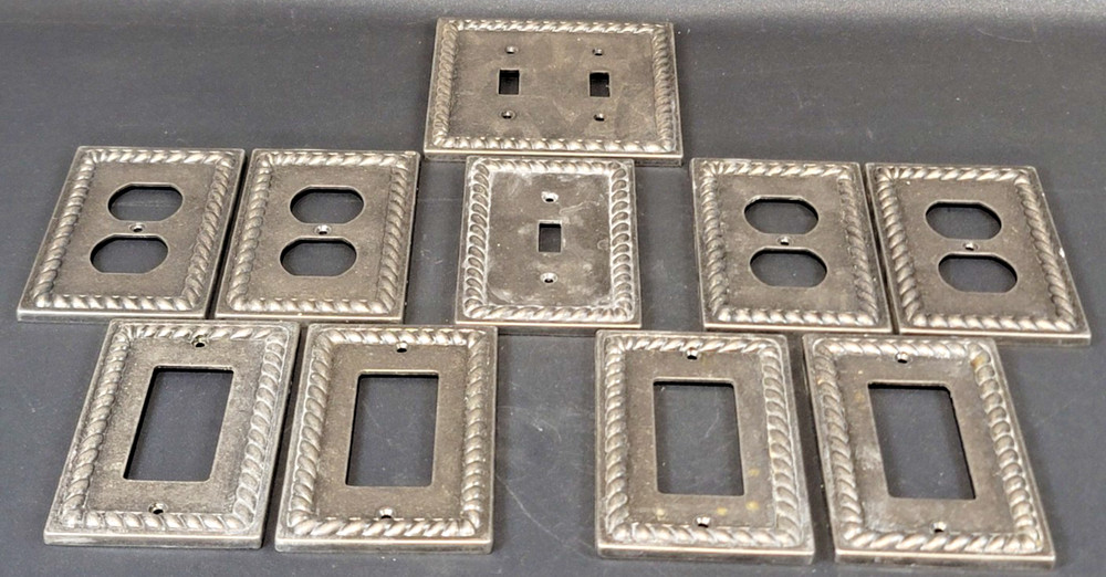 10 Metal Light Switch Plate Covers Rope Pattern