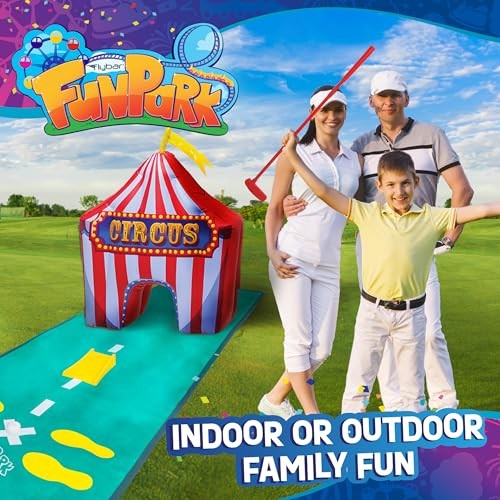 FunPark Inflatable Mini Golf Set – 13-Piece Course with Adjustable Clubs,
