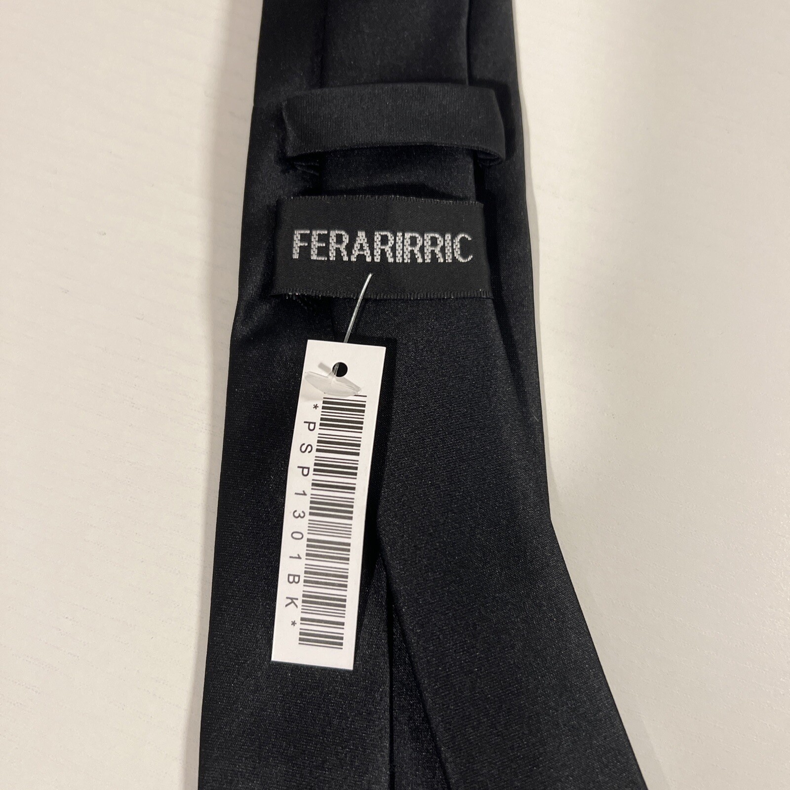New Ferarirric Men’s Necktie Black Solid Narrow Tie 58” Classic Length