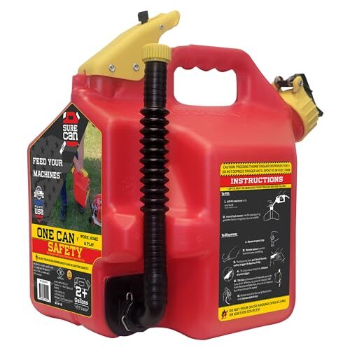 SureCan 2+ Gallon Type II Safety Gas Can, Red, Model# SUR2SFG2