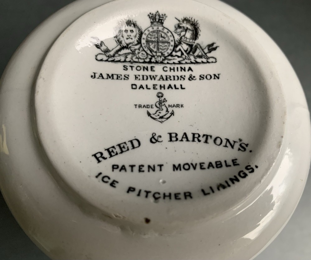 Ceramic INSERT For Reed & Barton Victorian Silver Ice Water Pitcher,Circa 1880s.