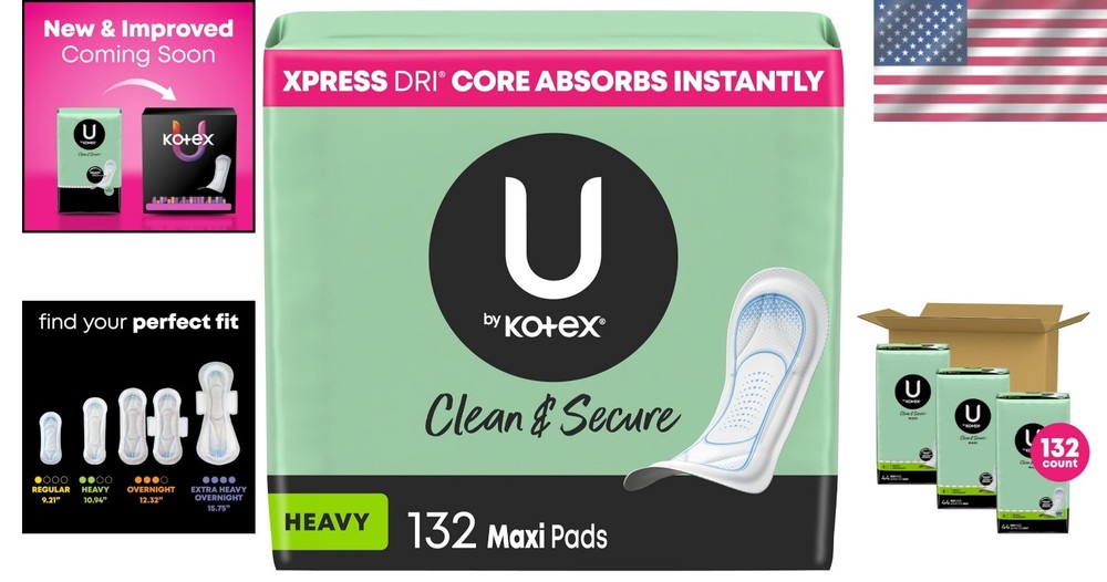 Clean & Secure Heavy Absorbency Maxi Pads, 132 Count – Unscented Protection